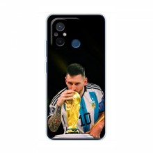 Чехлы для Поко С55 (Leo Messi чемпион) AlphaPrint Месси с кубком мира - купить на Floy.com.ua