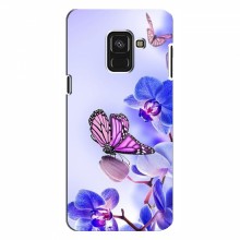 Чехлы с Цветами для Samsung A8 Plus , A8 Plus 2018, A730F (VPrint) Бабочка на цветочке - купить на Floy.com.ua