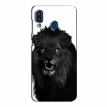 Чехлы с картинками животных Samsung Galaxy A20 2019 (A205F) Черный ЛЕВ - купить на Floy.com.ua