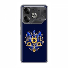 Чехлы для TECNO Pova 6 - Укр. Символика (AlphaPrint) Цветочный Герб - купить на Floy.com.ua