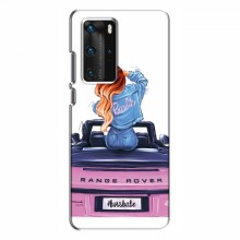 Чехол для Huawei P40 Pro (AlphaPrint) с печатью (ПРОЗРАЧНЫЙ ФОН) Девушка на машине - купить на Floy.com.ua