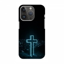Чехол для iPhone 14 Pro Max - (Христианские) (AlphaPrint) Крест-синий - купить на Floy.com.ua