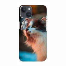 Чехол на iPhone 15 с Котами (VPrint) Котик с бабочкой - купить на Floy.com.ua