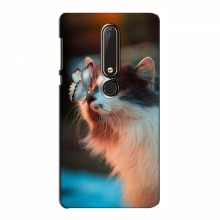Чехол на Nokia 6 2018 с Котами (VPrint) Котик с бабочкой - купить на Floy.com.ua