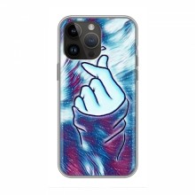 Чехол с принтом для iPhone 14 Pro (AlphaPrint - Знак сердечка) Бирюзовый фон - купить на Floy.com.ua