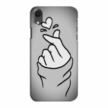 Чехол с принтом для iPhone Xr (AlphaPrint - Знак сердечка) Серый фон - купить на Floy.com.ua