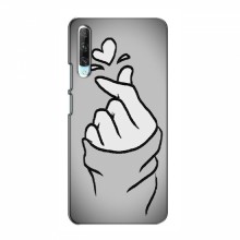 Чехол с принтом для Huawei P Smart Pro (AlphaPrint - Знак сердечка) Серый фон - купить на Floy.com.ua