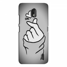 Чехол с принтом для Nokia 2.2 (2019) (AlphaPrint - Знак сердечка) Серый фон - купить на Floy.com.ua