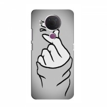 Чехол с принтом для Nokia 5.4 (AlphaPrint - Знак сердечка) Серый фон - купить на Floy.com.ua