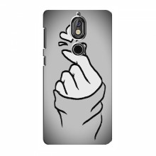 Чехол с принтом для Nokia 7 (AlphaPrint - Знак сердечка) Серый фон - купить на Floy.com.ua