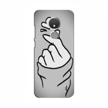 Чехол с принтом для Nokia C21 (AlphaPrint - Знак сердечка) Серый фон - купить на Floy.com.ua