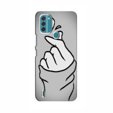 Чехол с принтом для Nokia C31 (AlphaPrint - Знак сердечка) Серый фон - купить на Floy.com.ua
