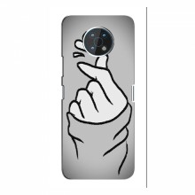 Чехол с принтом для Nokia G50 (AlphaPrint - Знак сердечка) Серый фон - купить на Floy.com.ua
