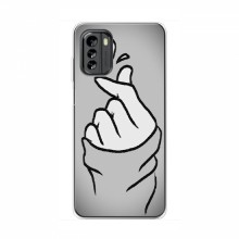 Чехол с принтом для Nokia G60 (AlphaPrint - Знак сердечка) Серый фон - купить на Floy.com.ua