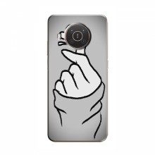 Чехол с принтом для Nokia X10 (AlphaPrint - Знак сердечка) Серый фон - купить на Floy.com.ua