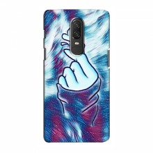 Чехол с принтом для OnePlus 6 (AlphaPrint - Знак сердечка) Бирюзовый фон - купить на Floy.com.ua