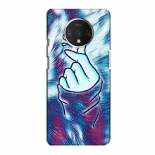 Чехол с принтом для OnePlus 7T (AlphaPrint - Знак сердечка) Бирюзовый фон - купить на Floy.com.ua
