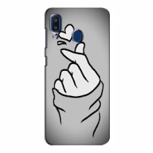Чехол с принтом для Samsung Galaxy A20 2019 (A205F) (AlphaPrint - Знак сердечка) Серый фон - купить на Floy.com.ua