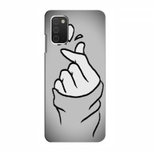 Чехол с принтом для Samsung Galaxy A03s (AlphaPrint - Знак сердечка) Серый фон - купить на Floy.com.ua