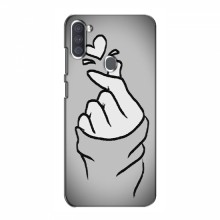 Чехол с принтом для Samsung Galaxy A11 (A115) (AlphaPrint - Знак сердечка) Серый фон - купить на Floy.com.ua