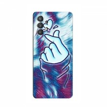 Чехол с принтом для Samsung Galaxy A32 (AlphaPrint - Знак сердечка) Бирюзовый фон - купить на Floy.com.ua