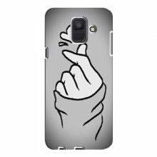 Чехол с принтом для Samsung A6 2018, A600F (AlphaPrint - Знак сердечка) Серый фон - купить на Floy.com.ua