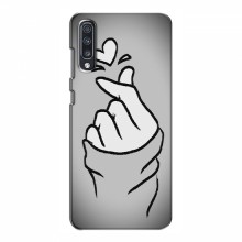 Чехол с принтом для Samsung Galaxy A70 2019 (A705F) (AlphaPrint - Знак сердечка) Серый фон - купить на Floy.com.ua