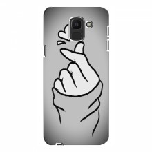 Чехол с принтом для Samsung J6 2018 (AlphaPrint - Знак сердечка) Серый фон - купить на Floy.com.ua