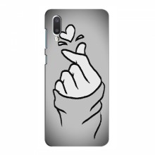 Чехол с принтом для Samsung Galaxy M02 (M022) (AlphaPrint - Знак сердечка) Серый фон - купить на Floy.com.ua