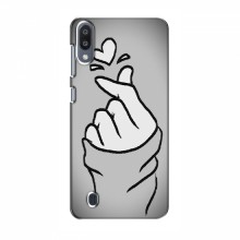 Чехол с принтом для Samsung Galaxy M10 (AlphaPrint - Знак сердечка) Серый фон - купить на Floy.com.ua