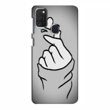 Чехол с принтом для Samsung Galaxy M21 (AlphaPrint - Знак сердечка) Серый фон - купить на Floy.com.ua