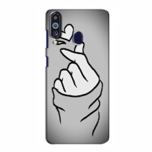 Чехол с принтом для Samsung Galaxy M40 (AlphaPrint - Знак сердечка) Серый фон - купить на Floy.com.ua