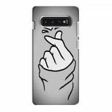 Чехол с принтом для Samsung S10 (AlphaPrint - Знак сердечка) Серый фон - купить на Floy.com.ua