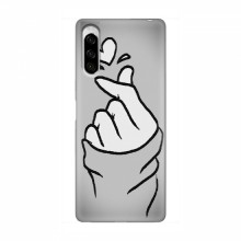Чехол с принтом для Sony Xperia 10 II (AlphaPrint - Знак сердечка) Серый фон - купить на Floy.com.ua