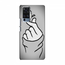 Чехол с принтом для ViVO X50 Pro (AlphaPrint - Знак сердечка) Серый фон - купить на Floy.com.ua