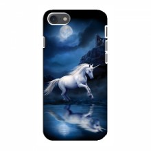 Чехол с принтом для iPhone 8 - (на черном) (AlphaPrint) Единорог в лесу - купить на Floy.com.ua