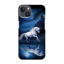 Чехол с принтом для iPhone 14 - (на черном) (AlphaPrint) Единорог в лесу - купить на Floy.com.ua