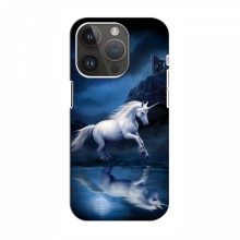 Чехол с принтом для iPhone 14 Pro Max - (на черном) (AlphaPrint) Единорог в лесу - купить на Floy.com.ua