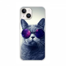 Чехол с принтом для iPhone 16 - (на черном) (AlphaPrint) Кот в очках - купить на Floy.com.ua