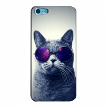Чехол с принтом для Apple 5c - (на черном) (AlphaPrint) Кот в очках - купить на Floy.com.ua