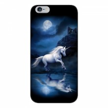 Чехол с принтом для iPhone 6 / 6s - (на черном) (AlphaPrint) Единорог в лесу - купить на Floy.com.ua