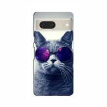Чехол с принтом для Google Pixel 7 - (на черном) (AlphaPrint) Кот в очках - купить на Floy.com.ua