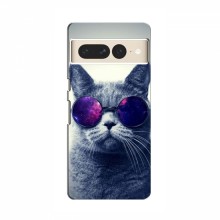 Чехол с принтом для Google Pixel 7 Pro - (на черном) (AlphaPrint) Кот в очках - купить на Floy.com.ua