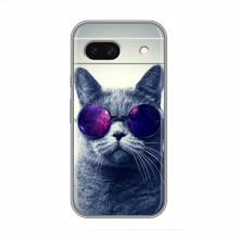 Чехол с принтом для Google Pixel 8A - (на черном) (AlphaPrint) Кот в очках - купить на Floy.com.ua