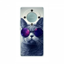 Чехол с принтом для Huawei Honor Magic 5 Lite 5G - (на черном) (AlphaPrint) Кот в очках - купить на Floy.com.ua
