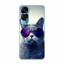 Чехол с принтом для Huawei Honor 90 Lite - (на черном) (AlphaPrint) Кот в очках - купить на Floy.com.ua