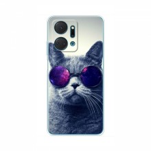 Чехол с принтом для Huawei Honor X7a - (на черном) (AlphaPrint) Кот в очках - купить на Floy.com.ua