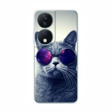 Чехол с принтом для Huawei Honor X7b - (на черном) (AlphaPrint) Кот в очках - купить на Floy.com.ua