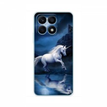 Чехол с принтом для Huawei Honor X8a - (на черном) (AlphaPrint) Единорог в лесу - купить на Floy.com.ua