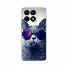 Чехол с принтом для Huawei Honor X8a - (на черном) (AlphaPrint) Кот в очках - купить на Floy.com.ua